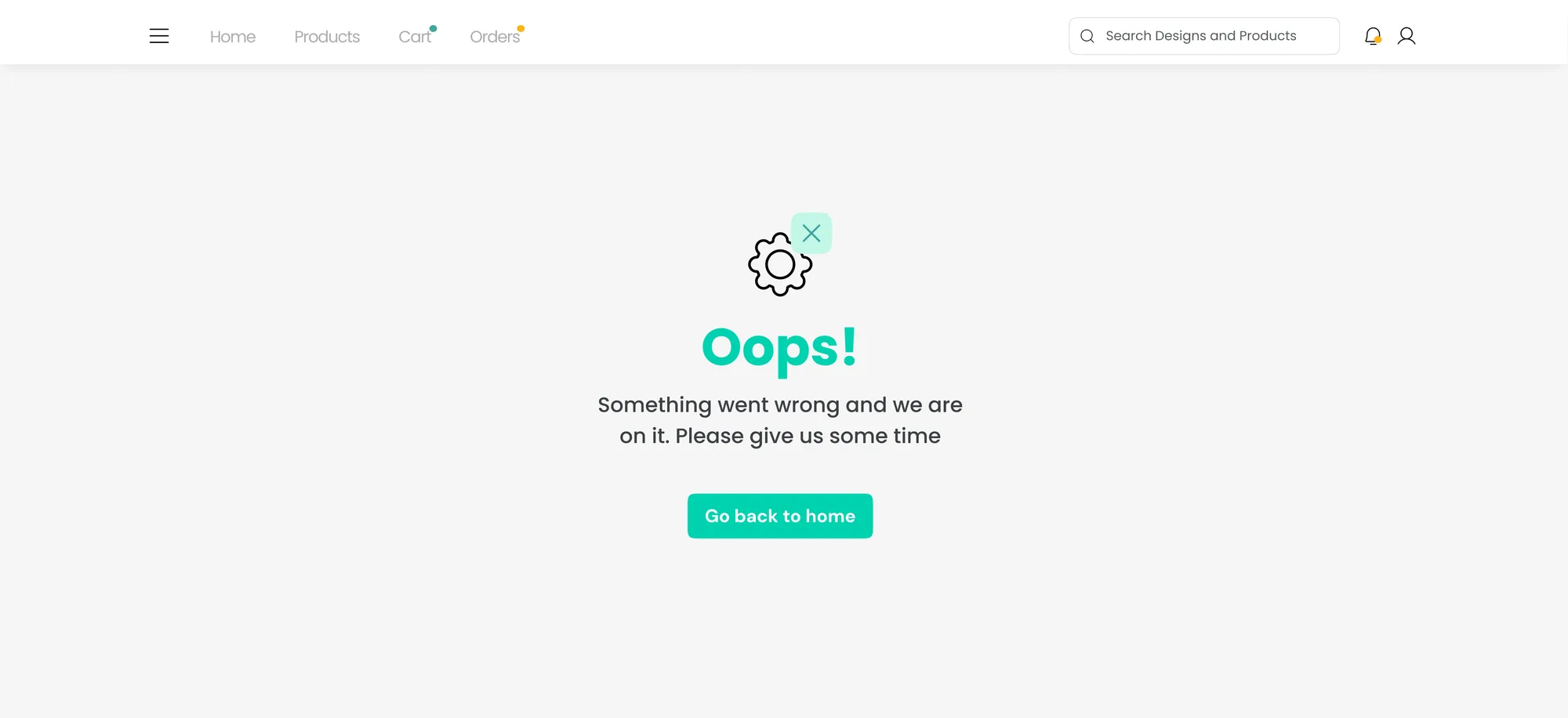 The error state — plain language and an assurance that it is being handled, on a platform where trust is the product.